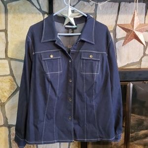 Dark denim, white stitch jacket, 18W